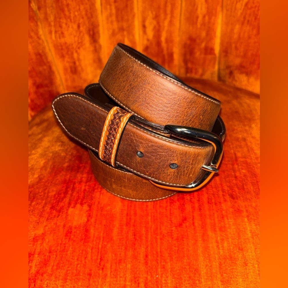Resistol Belt Men 40 Brown Genuine Full Grain Leather Western Cowboy - Picture 6 of 7